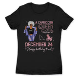 (Custom Birth Date) Capricorn Personalized December Birthday Gift For Her Custom Birthday Gift Black Queen Customized January Birthday T-Shirt Hoodie Dreameris