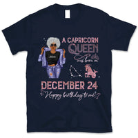 (Custom Birth Date) Capricorn Personalized December Birthday Gift For Her Custom Birthday Gift Black Queen Customized January Birthday T-Shirt Hoodie Dreameris