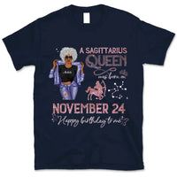 (Custom Birth Date) Sagittarius Personalized December Birthday Gift For Her Custom Birthday Gift Black Queen Customized November Birthday T-Shirt Hoodie Dreameris