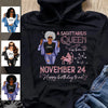 (Custom Birth Date) Sagittarius Personalized December Birthday Gift For Her Custom Birthday Gift Black Queen Customized November Birthday T-Shirt Hoodie Dreameris