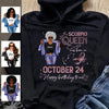 (Custom Birth Date) Scorpio Personalized October Birthday Gift For Her Custom Birthday Gift Black Queen Customized November Birthday T-Shirt Hoodie Dreameris