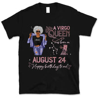 (Custom Birth Date) Virgo Personalized August Birthday Gift For Her Custom Birthday Gift Black Queen Customized September Birthday T-Shirt Hoodie Dreameris