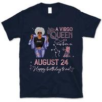 (Custom Birth Date) Virgo Personalized August Birthday Gift For Her Custom Birthday Gift Black Queen Customized September Birthday T-Shirt Hoodie Dreameris