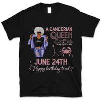 (Custom Birth Date) Cancer Personalized June Birthday Gift For Her Custom Birthday Gift Black Queen Customized July Birthday T-Shirt Hoodie Dreameris