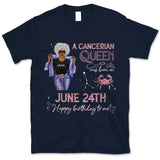 (Custom Birth Date) Cancer Personalized June Birthday Gift For Her Custom Birthday Gift Black Queen Customized July Birthday T-Shirt Hoodie Dreameris