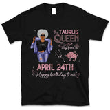 (Custom Birth Date) Taurus Personalized April Birthday Gift For Her Custom Birthday Gift Black Queen Customized May Birthday T-Shirt Hoodie Dreameris