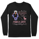 (Custom Birth Date) Aries Personalized April Birthday Gift For Her Custom Birthday Gift Black Queen Customized March Birthday T-Shirt Hoodie Dreameris