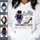 (Custom Birth Date) Personalized November Birthday Gift For Her Custom Birthday Gift Black Queen Customized November Birthday Shirt November Girl Hoodie Dreameris