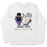 (Custom Birth Date) Personalized August Birthday Gift For Her Custom Birthday Gift Black Queen Customized August Birthday Shirt August Girl Hoodie Dreameris