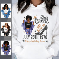 (Custom Birth Date) Personalized July Birthday Gift For Her Custom Birthday Gift Black Queen Customized July Birthday Shirt July Girl Hoodie Dreameris