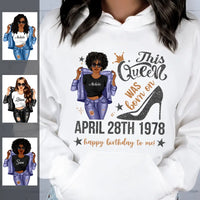 (Custom Birth Date) Personalized April Birthday Gift For Her Custom Birthday Gift Black Queen Customized April Birthday Shirt April Girl Hoodie Dreameris