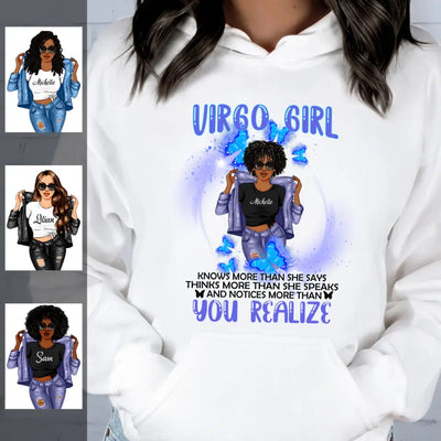 Virgo Girl Think September Girl Hoodie Sweatshirt Personalized August Birthday Gift For Her Custom Birthday Gift Customized Dreameris