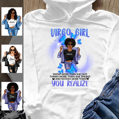 Virgo Girl Think September Girl Hoodie Sweatshirt Personalized August Birthday Gift For Her Custom Birthday Gift Customized Dreameris