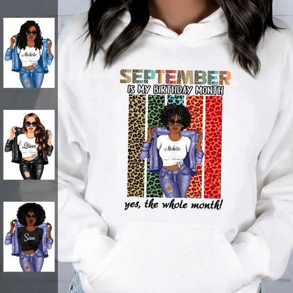 Retro Vintage September Girl Hoodie Sweatshirt Personalized September Birthday Gift For Her Custom Birthday Gift Customized Dreameris