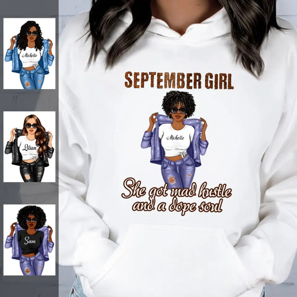 Dope Soul September Girl Hoodie Sweatshirt Personalized September Birthday Gift For Her Custom Birthday Gift Customized Dreameris