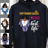 Living My Best Life September Girl Hoodie Personalized September Birthday Gift For Her Custom Birthday Gift Customized September Girl Sweatshirt Dreameris