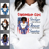 American USA Flag September Girl Hoodie Personalized September Birthday Gift For Her Custom Birthday Gift Customized September Girl Sweatshirt Dreameris