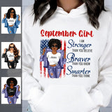 American USA Flag September Girl Hoodie Personalized September Birthday Gift For Her Custom Birthday Gift Customized September Girl Sweatshirt Dreameris