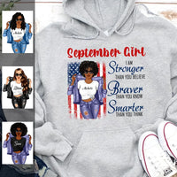 American USA Flag September Girl Hoodie Personalized September Birthday Gift For Her Custom Birthday Gift Customized September Girl Sweatshirt Dreameris