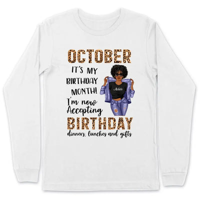 It's My Birthday October Girl Personalized October Birthday Gift For Her Custom Birthday Gift Black Queen Customized Birthday Shirt Dreameris