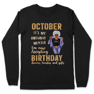 It's My Birthday October Girl Personalized October Birthday Gift For Her Custom Birthday Gift Customized Birthday Shirt Dreameris