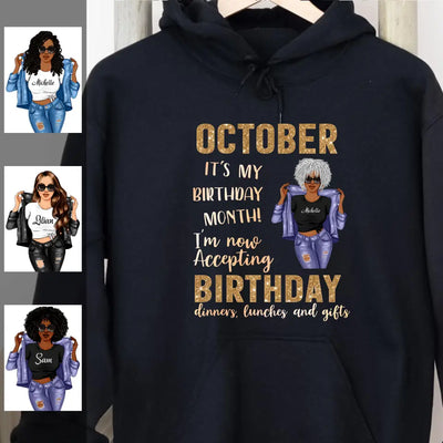 It's My Birthday October Girl Personalized October Birthday Gift For Her Custom Birthday Gift Customized Birthday Shirt Dreameris