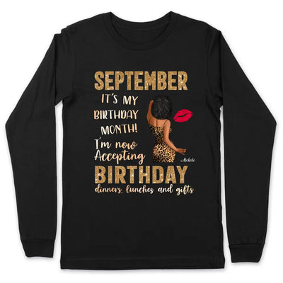 It's My Birthday September Girl Personalized September Birthday Gift For Her Black Queen Custom Birthday Gift Customized Birthday Shirt Dreameris