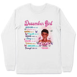 Christian God Says You Are Personalized December Birthday Gift For Her Custom Birthday Gift Black Queen Customized December Birthday T-Shirt Hoodie Dreameris