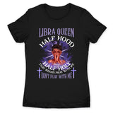 Libra Half Hood Half Holy Personalized September Birthday Gift For Her Custom Birthday Gift Black Queen Customized October  Birthday T-Shirt Hoodie Dreameris