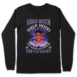 Virgo Half Hood Half Holy Personalized September Birthday Gift For Her Custom Birthday Gift Black Queen Customized August Birthday T-Shirt Hoodie Dreameris