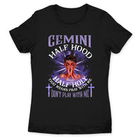 Gemini Half Hood Half Holy Personalized May Birthday Gift For Her Custom Birthday Gift Black Queen Customized June Birthday T-Shirt Hoodie Dreameris