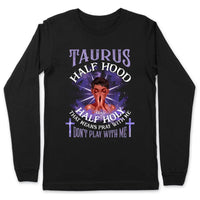 Taurus Half Hood Half Holy Personalized May Birthday Gift For Her Custom Birthday Gift Black Queen Customized April Birthday T-Shirt Hoodie Dreameris