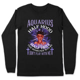 Aquarius Half Hood Half Holy Personalized January Birthday Gift For Her Custom Birthday Gift Black Queen Customized February Birthday T-Shirt Hoodie Dreameris