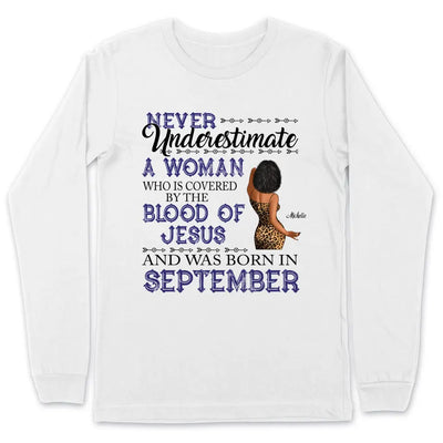Covered By The Blood Of Jesus September Girl Personalized September Birthday Gift For Her Custom Birthday Gift Customized Birthday Shirt Dreameris