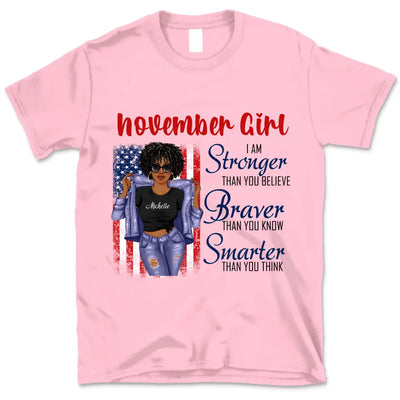 November Girl American Flag Personalized November Birthday Gift For Her Black Queen Custom November Birthday Shirt