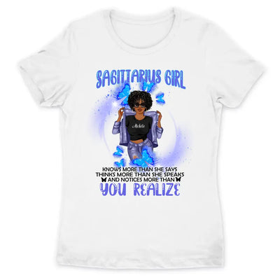 Sagittarius Girl Zodiac Personalized November Birthday Gift For Her December Birthday Black Queen Custom November December Birthday Shirt