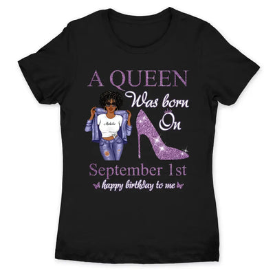 (Custom Birth Date) September Girl Personalized September Birthday Gift For Her Black Queen Custom Birthday Shirt September Girl Hoodie Dreameris