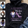 (Custom Birth Date) September Girl Personalized September Birthday Gift For Her Black Queen Custom Birthday Shirt September Girl Hoodie Dreameris