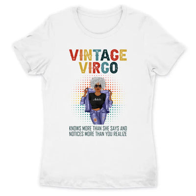 Virgo Girl Retro Vintage Zodiac Personalized September Birthday Gift For Her August Birthday Black Queen Custom September Birthday Shirt