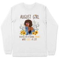 August Girl Sunflower Personalized August Birthday Gift For Her Custom Birthday Gift Black Queen Customized August Birthday T-Shirt Hoodie Dreameris