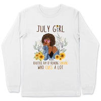 July Girl Sunflower Personalized July Birthday Gift For Her Custom Birthday Gift Black Queen Customized July Birthday T-Shirt Hoodie Dreameris