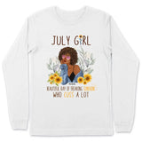 July Girl Sunflower Personalized July Birthday Gift For Her Custom Birthday Gift Black Queen Customized July Birthday T-Shirt Hoodie Dreameris