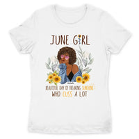 June Girl Sunflower Personalized June Birthday Gift For Her Custom Birthday Gift Black Queen Customized June Birthday T-Shirt Hoodie Dreameris