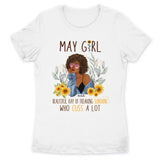 May Girl Sunflower Personalized May Birthday Gift For Her Custom Birthday Gift Black Queen Customized May Birthday T-Shirt Hoodie Dreameris