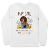 May Girl Sunflower Personalized May Birthday Gift For Her Custom Birthday Gift Black Queen Customized May Birthday T-Shirt Hoodie Dreameris