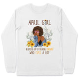 April Girl Sunflower Personalized April Birthday Gift For Her Custom Birthday Gift Black Queen Customized April Birthday T-Shirt Hoodie Dreameris