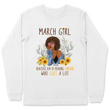 March Girl Sunflower Personalized March Birthday Gift For Her Custom Birthday Gift Black Queen Customized March Birthday T-Shirt Hoodie Dreameris