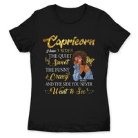 Capricorn I Have 3 Sides Personalized January Birthday Gift For Her Custom Birthday Gift Black Queen Customized December Birthday T-Shirt Hoodie Dreameris