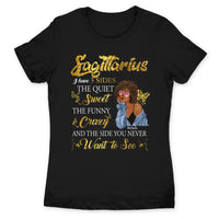 Sagittarius I Have 3 Sides Personalized November Birthday Gift For Her Custom Birthday Gift Black Queen Customized December Birthday T-Shirt Hoodie Dreameris