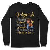 Virgo I Have 3 Sides Personalized September Birthday Gift For Her Custom Birthday Gift Black Queen Customized August Birthday T-Shirt Hoodie Dreameris